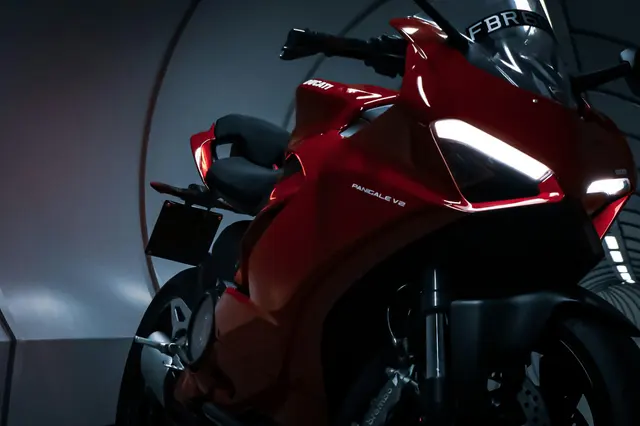 Close-up of the Panigale V2 tail and rear wheel